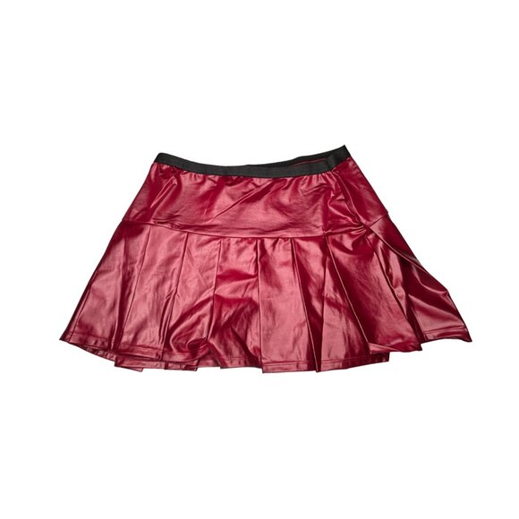 Darque by Coquette Wetlook Pleated Mini Skirt Set • Merlot Black • XL • NWT - Picture 3 of 10